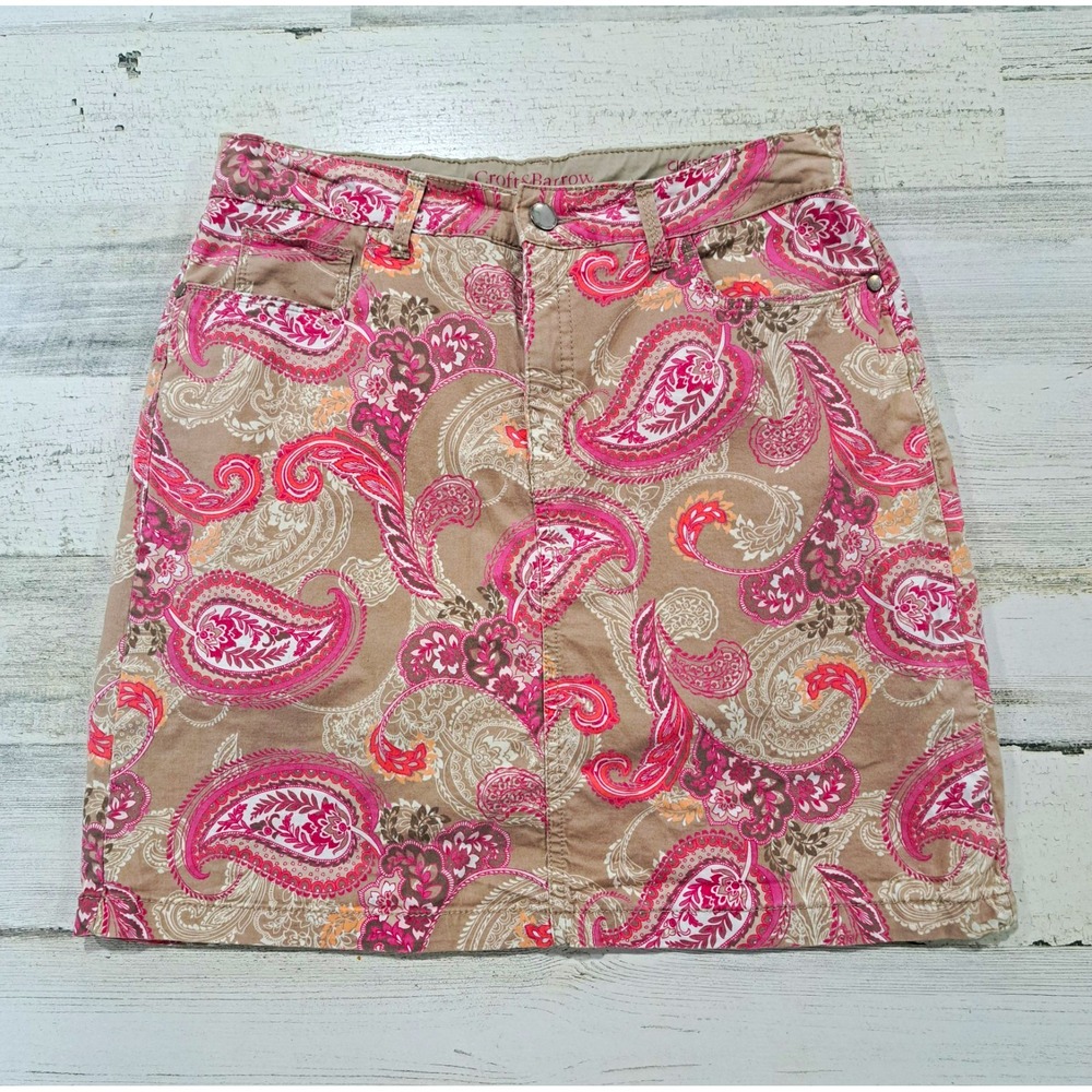 Croft and Barrow Classic Skort Womens Size 4 Stretch Pockets Pink Paisley